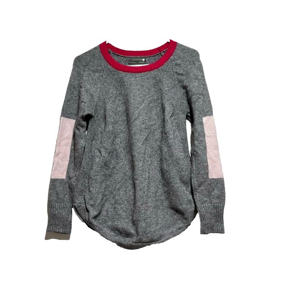 Anthropologie Pullover Sweater Gray Sm Color Block Knit Raglan Sleeve Round Neck - Picture 1 of 7